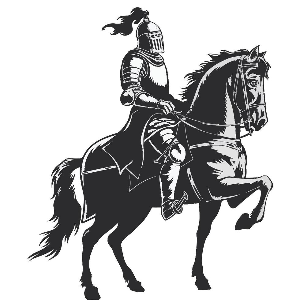 Knight on horseback with sword and helmet vector