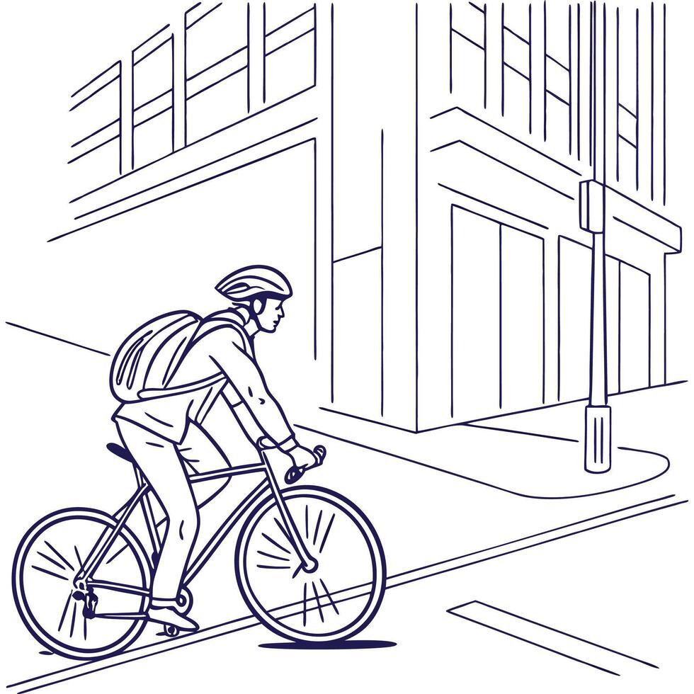 A man riding a bicycle in the city vector