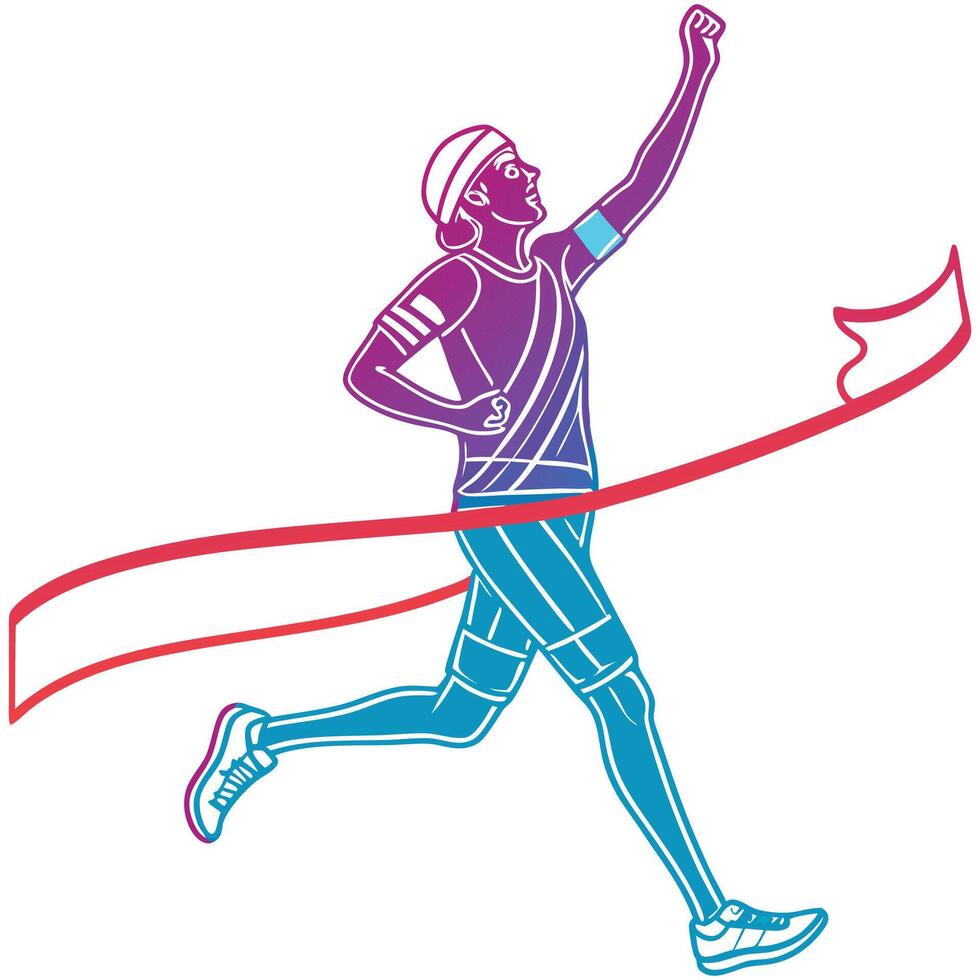 A man running with a ribbon in his hand vector
