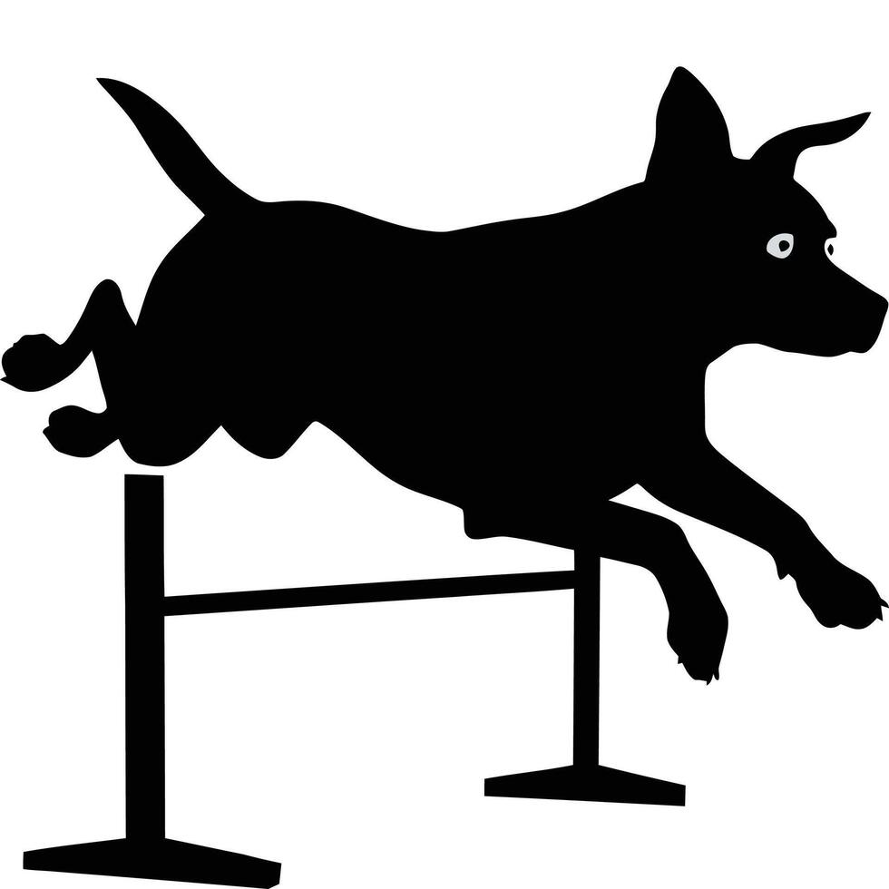 A dog jumping over an obstacle vector