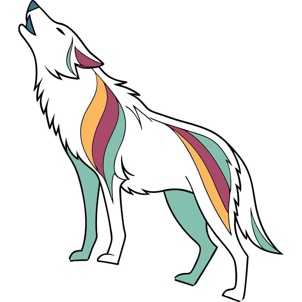 Silhouette of a howling wolf on a cliff. vector