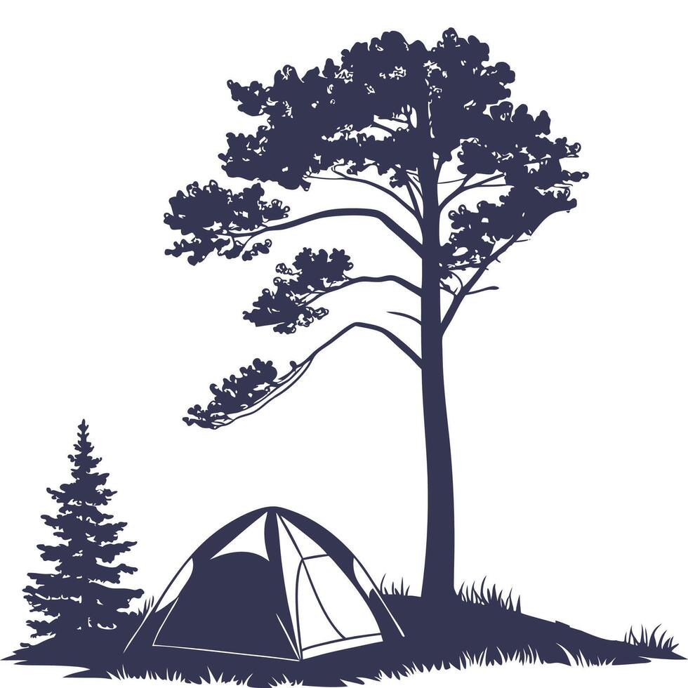 Camping tent silhouette vector