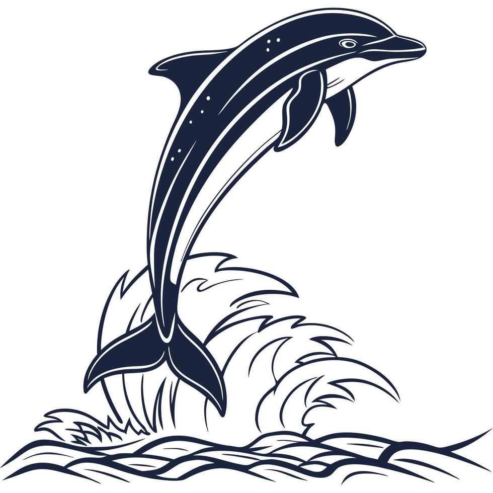 Dolphin jumping out of the water illustration vector