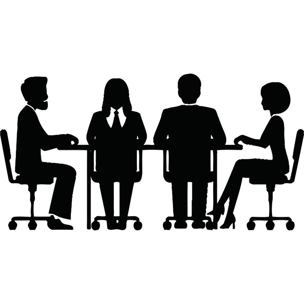 Silhouette of people sitting at a table vector