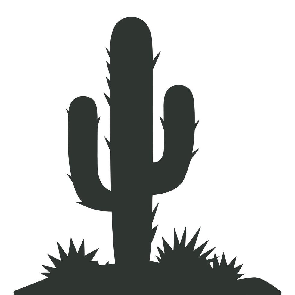 A silhouette of a cactus plant on a hill vector