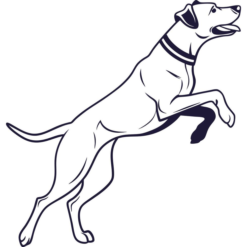 A dog jumping with its hind legs up in the air vector