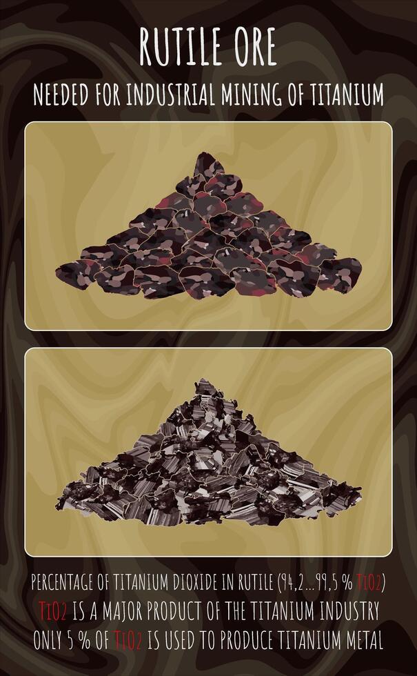 Illustration of Rutile. ORE FOR INDUSTRIAL PRODUCTION OF TITANIUM vector