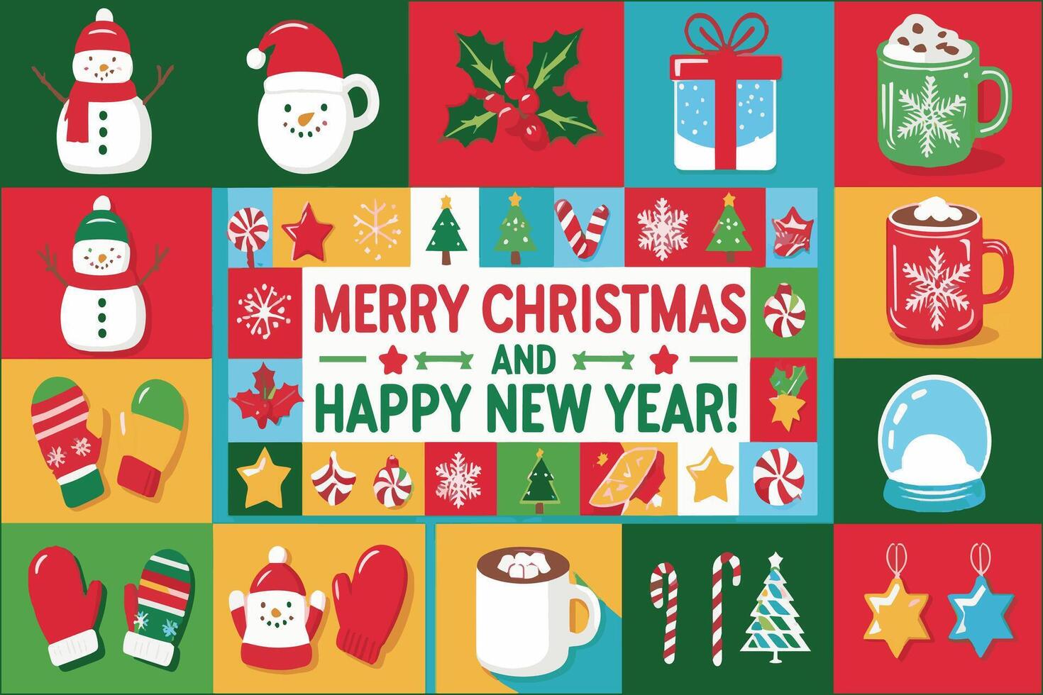 Festive Christmas and New Year Greeting Card Designs vector