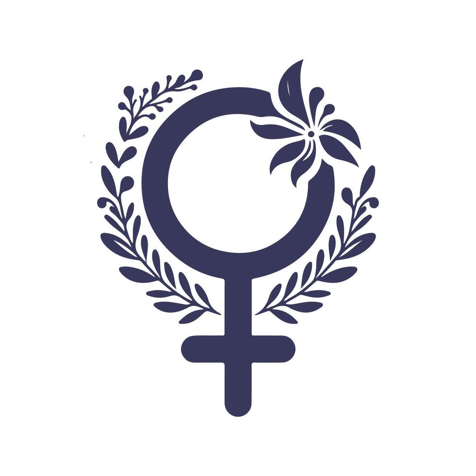 Female Symbol with Floral Frame Illustration vector