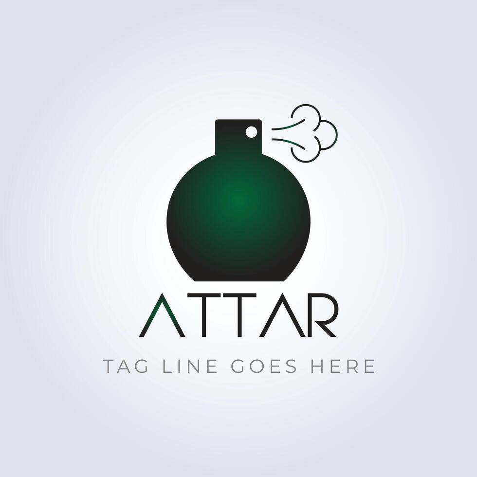 perfume logo, perfume shop, Luxury perfume, bottle, green color, elegant perfume, attar logo, spray, creative logo, spray, silver background vector