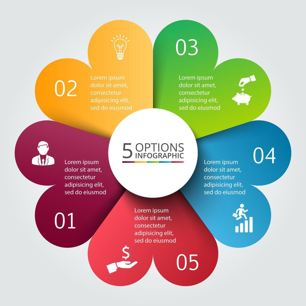 circle infographic. Template for cycle diagram, graph, presentation and round chart. Business concept with 5 options, parts, steps or processes. Data visualization. vector