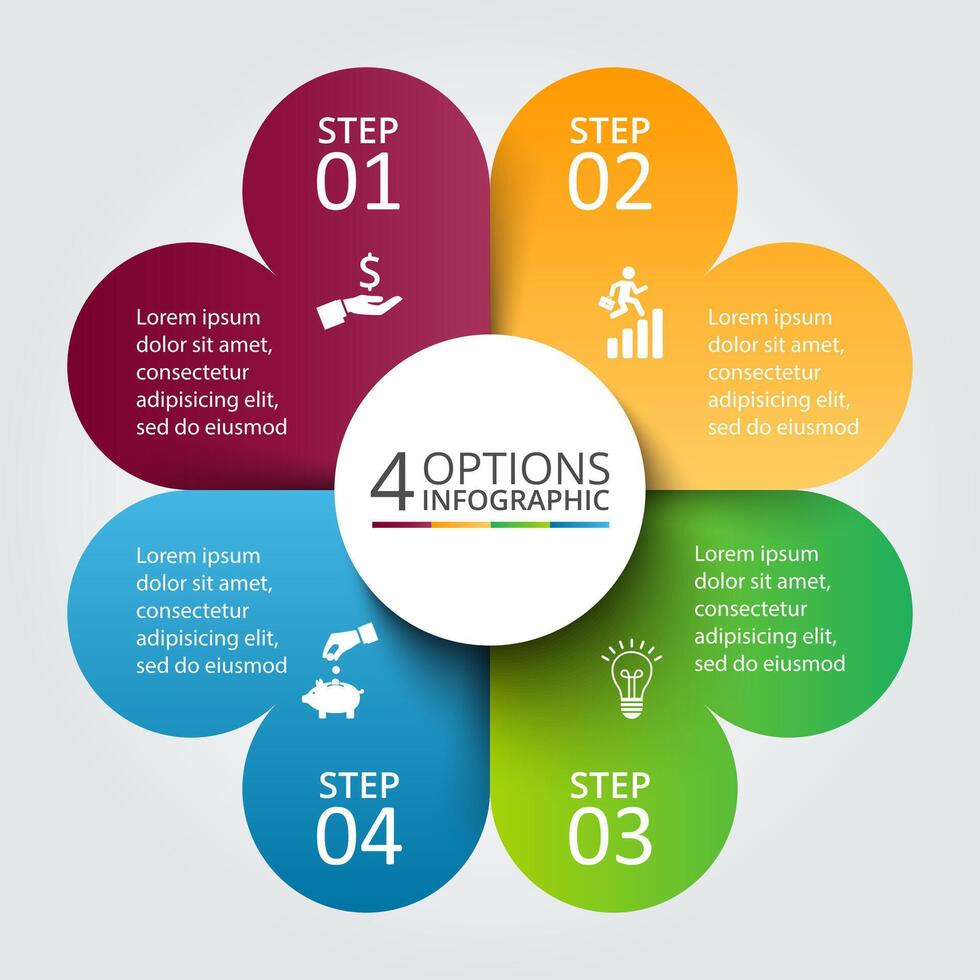 circle infographic. Template for cycle diagram, graph, presentation and round chart. Business concept with 4 options, parts, steps or processes. Data visualization. vector