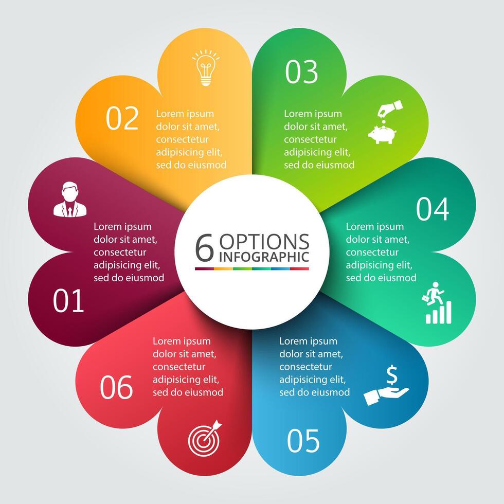 circle infographic. Template for cycle diagram, graph, presentation and round chart. Business concept with 6 options, parts, steps or processes. Data visualization. vector