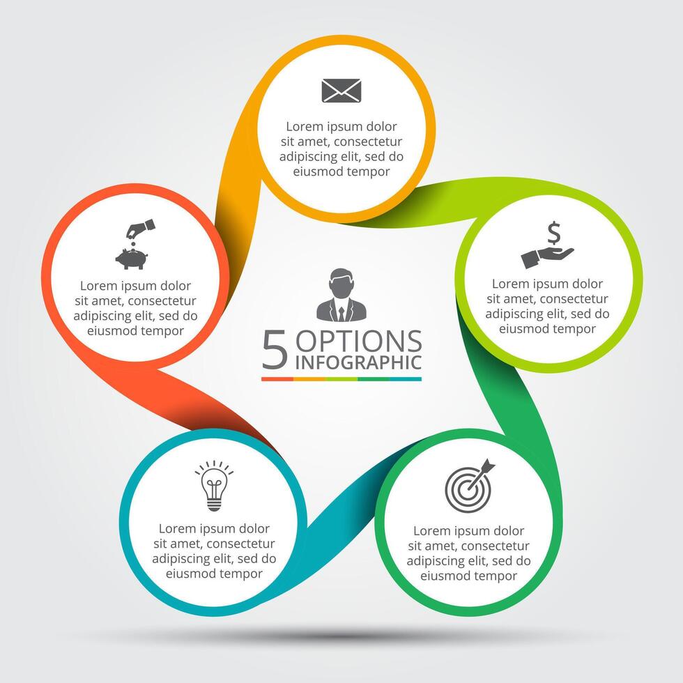 circle element for infographic. Template for cycle diagram, graph, presentation and round chart. Business concept with 5 options, parts, steps or processes. Abstract background. vector