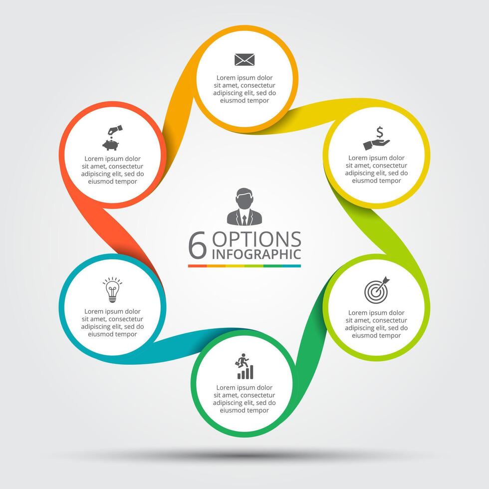 circle element for infographic. Template for cycle diagram, graph, presentation and round chart. Business concept with 6 options, parts, steps or processes. Abstract background. vector