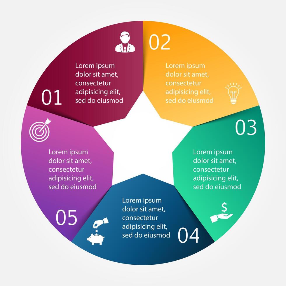 circle element for infographic. Template for cycle diagram, graph, presentation and round chart. Business concept with 5 options, parts, steps or processes. Abstract background. vector