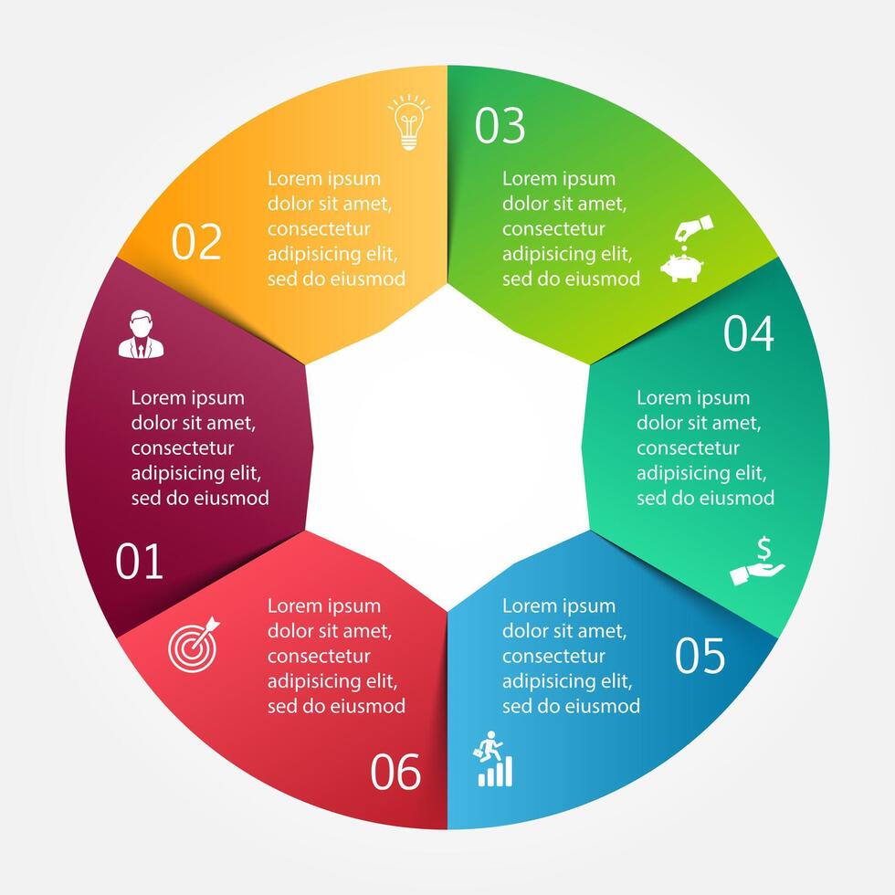circle element for infographic. Template for cycle diagram, graph, presentation and round chart. Business concept with 6 options, parts, steps or processes. Abstract background. vector