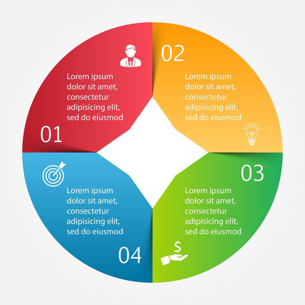 circle infographic. Template for cycle diagram, graph, presentation and round chart. Business concept with 4 options, parts, steps or processes. Data visualization. vector