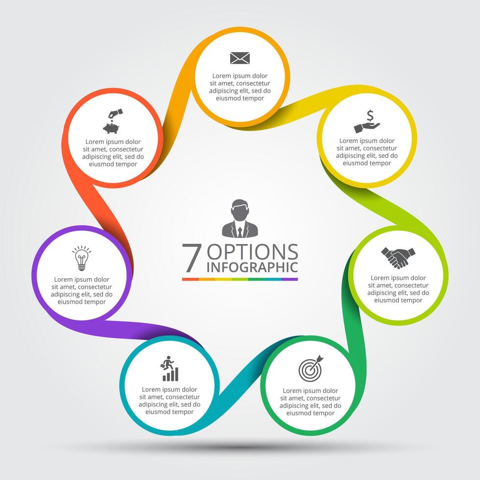 circle element for infographic. Template for cycle diagram, graph, presentation and round chart. Business concept with 7 options, parts, steps or processes. Abstract background. vector