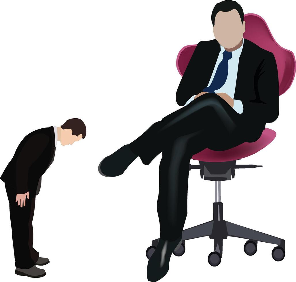 A man in a suit is standing next to a man in a chair vector
