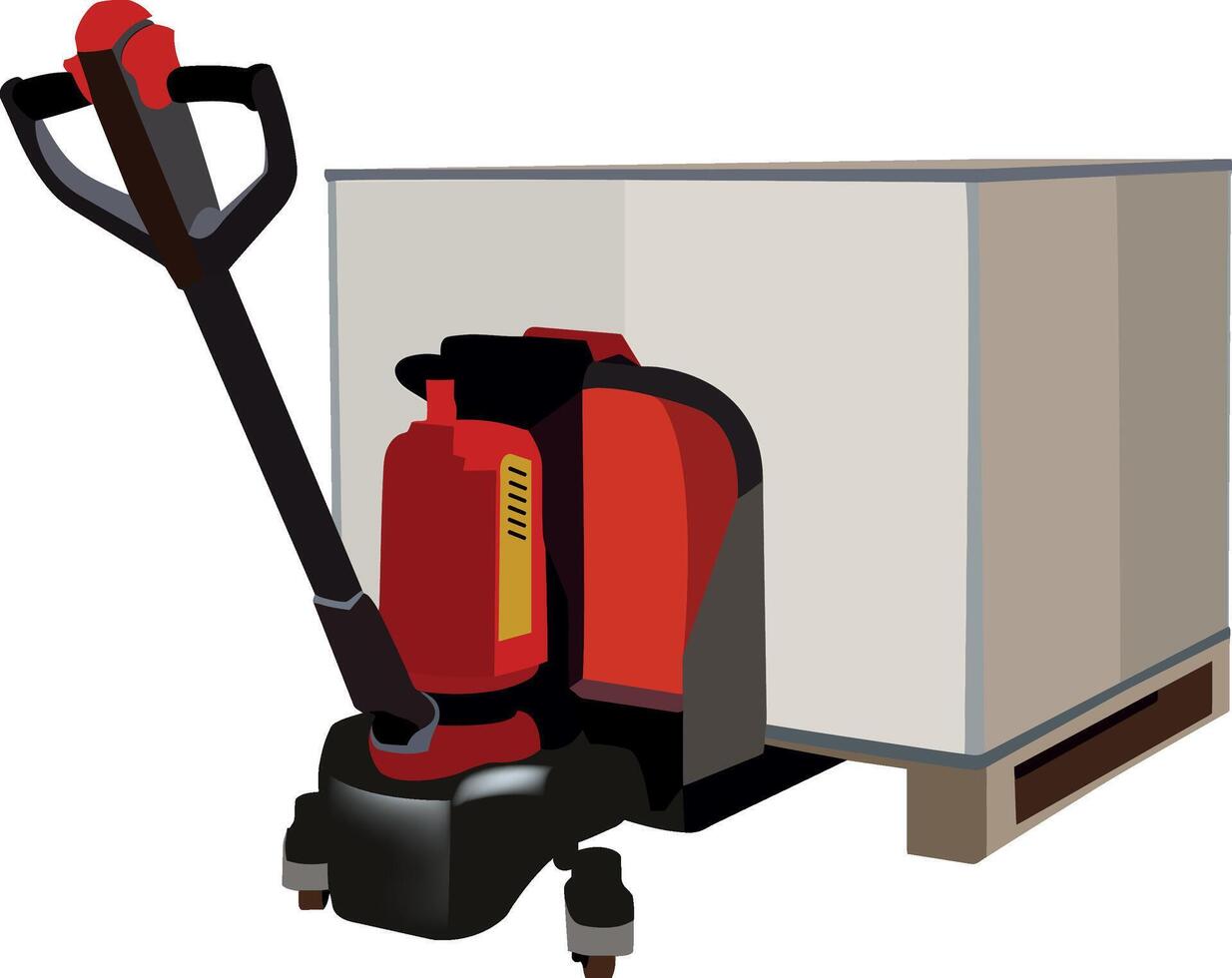 A red and black machine with a cart vector