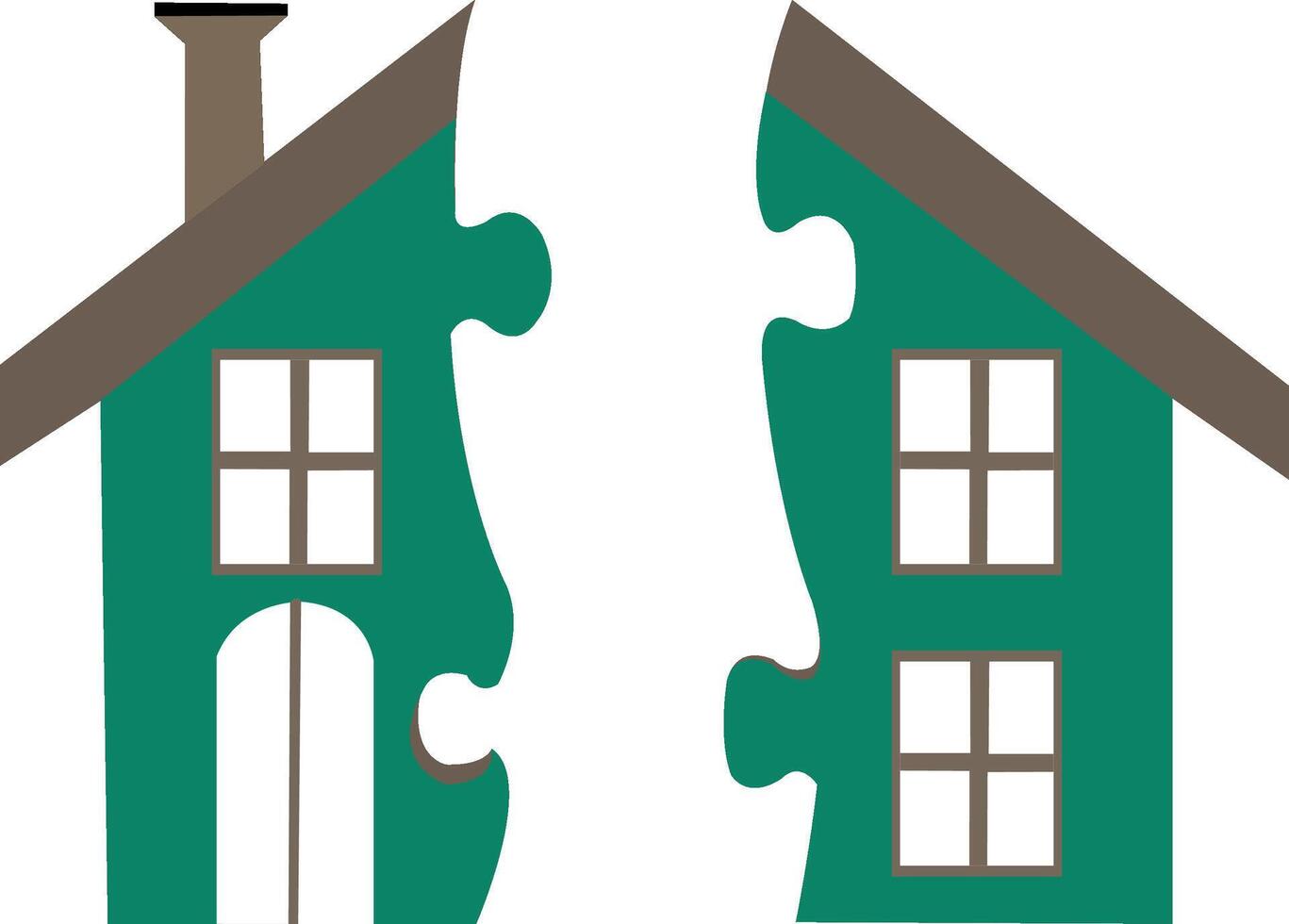 A house with two pieces of puzzle pieces vector