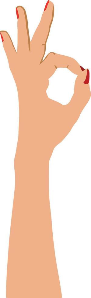 A hand with red nail polish and a finger up vector