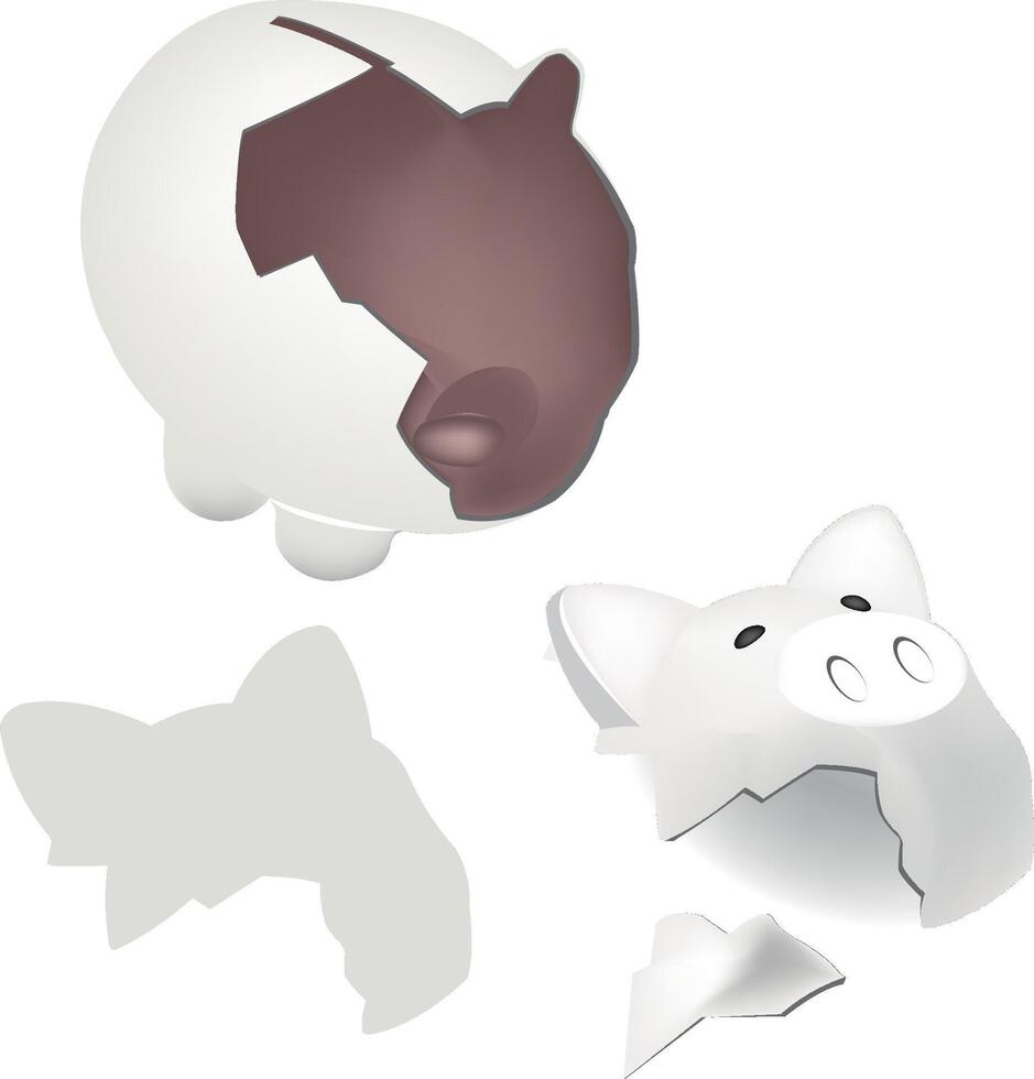 A pig and a piggy bank on a white background vector