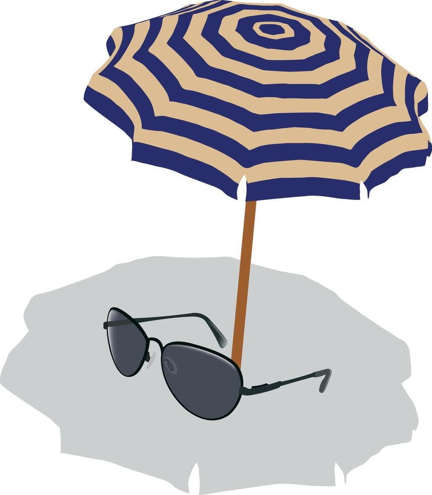 An umbrella and sunglasses are shown on a white background vector
