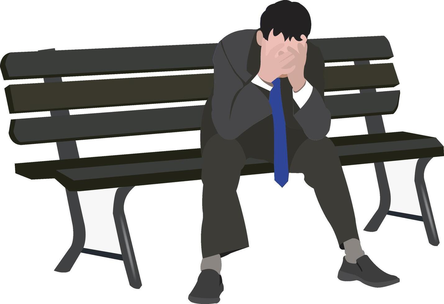 A man in a suit sitting on a bench vector