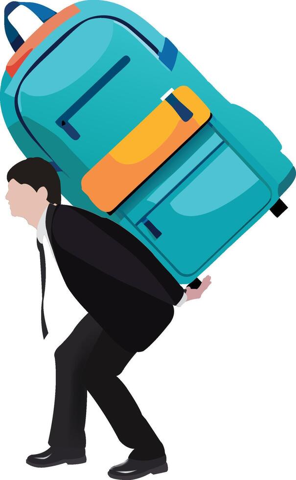A man carrying a large backpack on his back vector