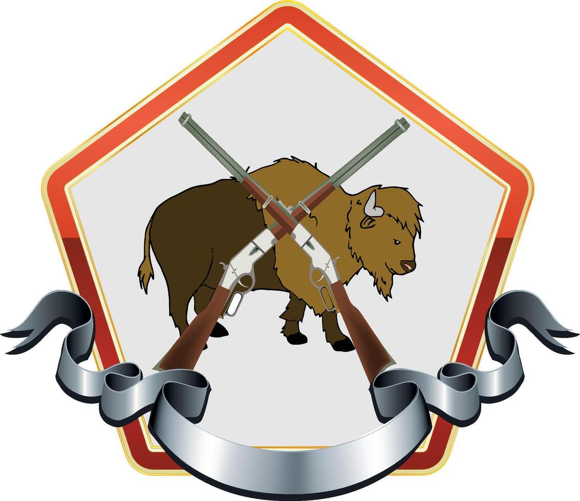 Buffalo with guns and ribbon vector