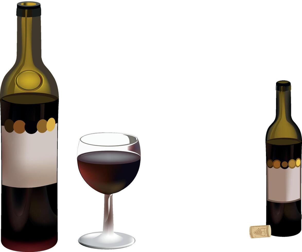 Wine bottle and glass vector