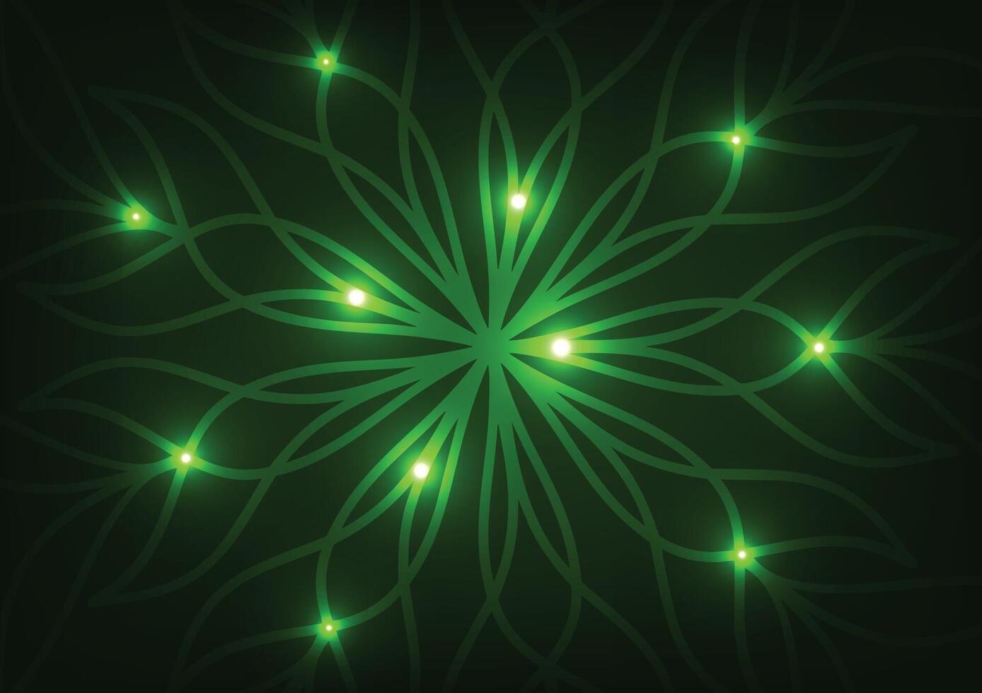 Green tech mandala center flower background vector