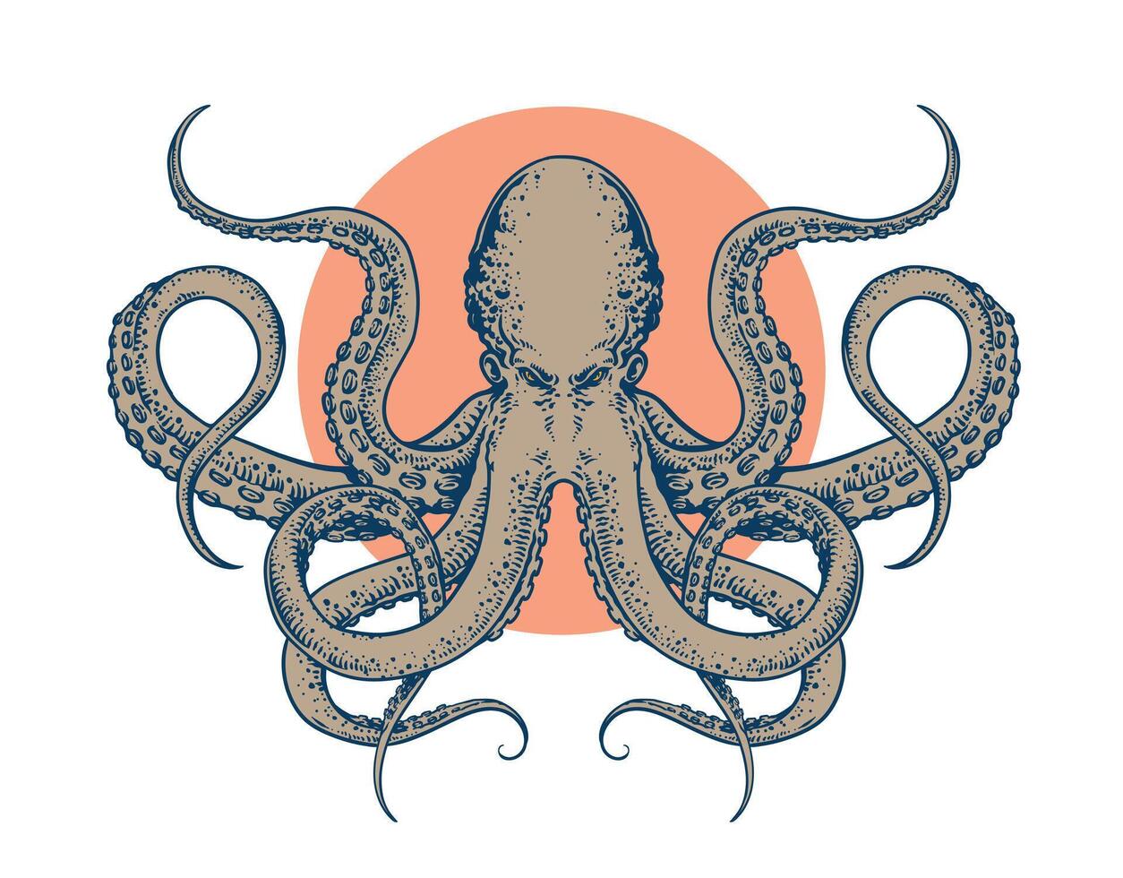 kraken illustration with vintage colour vector