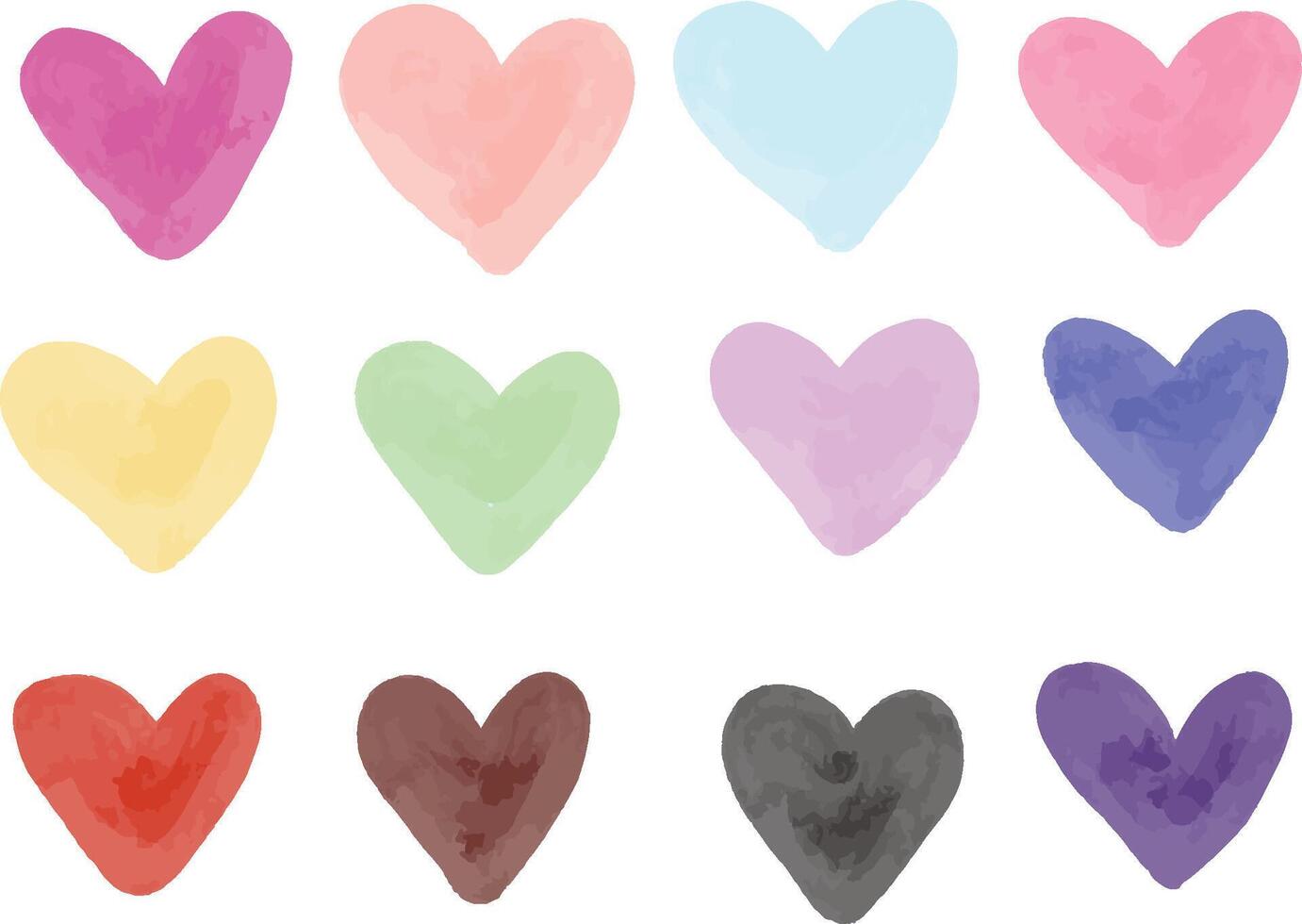 Watercolor love heart valentine pastel colorful cute vector