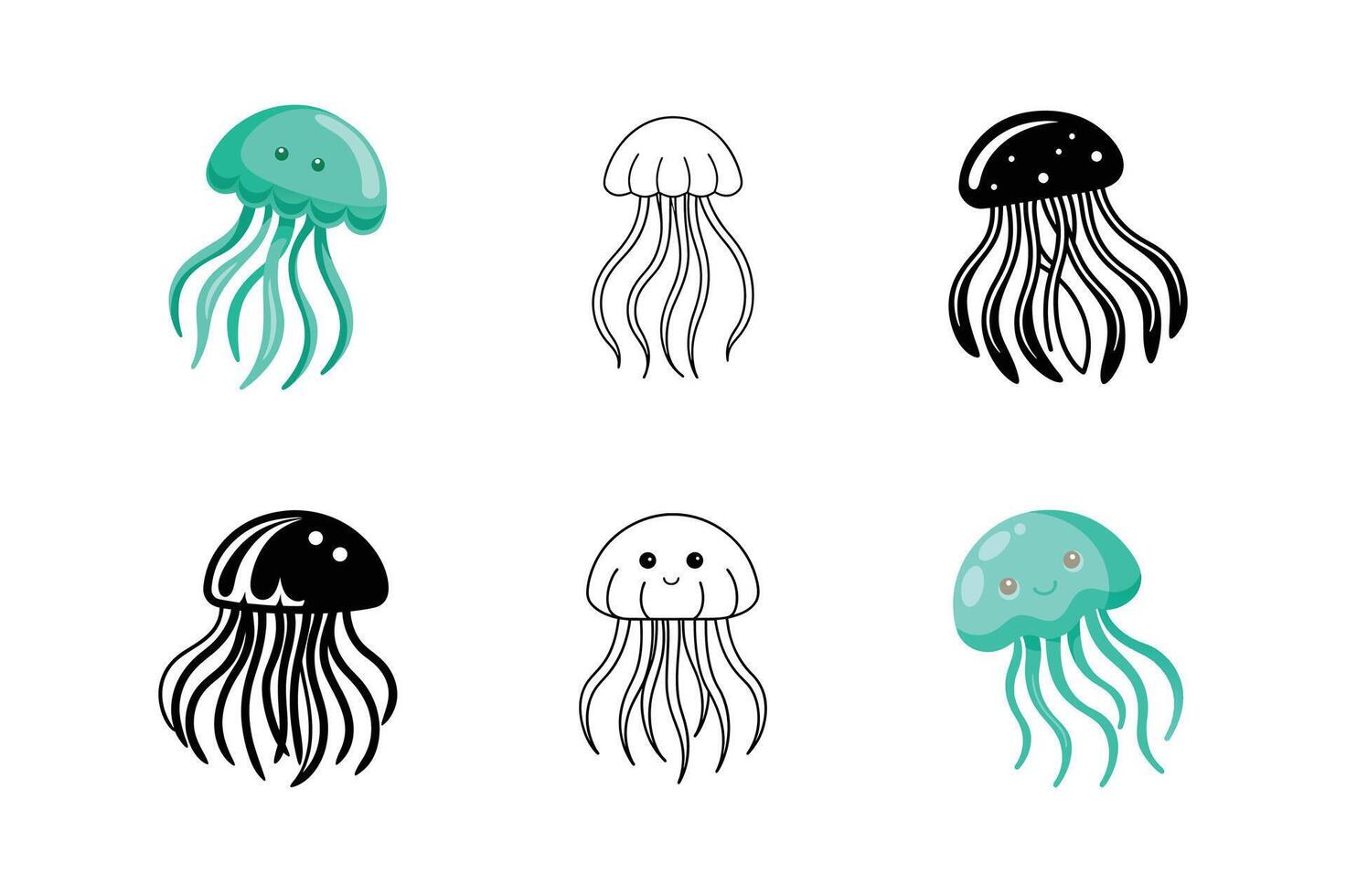 Underwater Jellyfish Set - Stylish and Versatile Marine Creature Illustrations vector