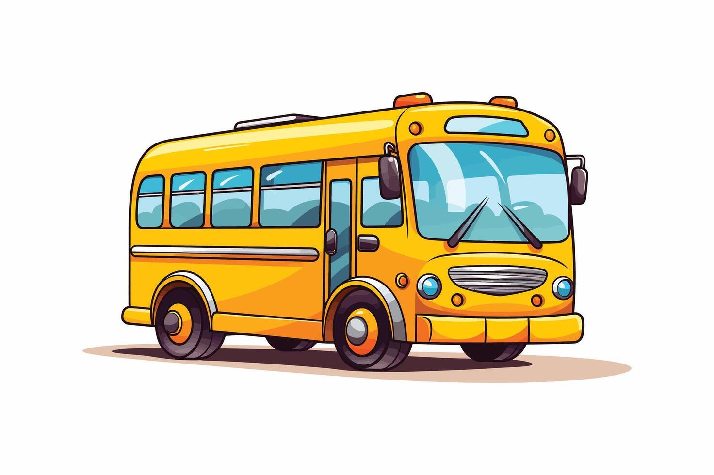 Cartoon Yellow School Bus Icon - Illustration for Education, Kids, Travel, and Academic Design vector