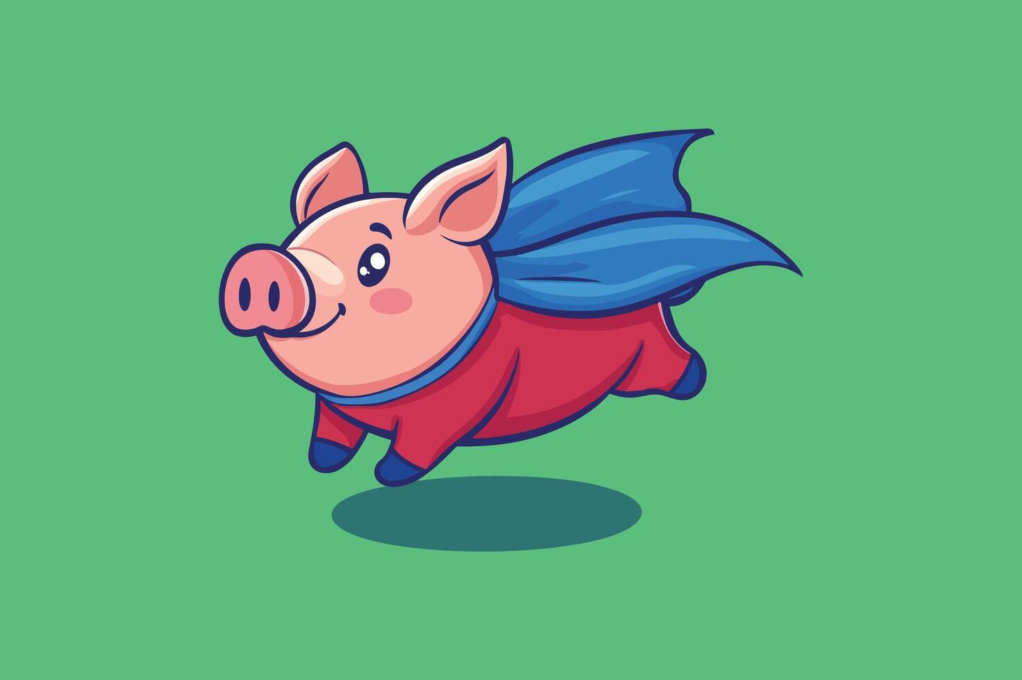 Flying Superhero Pig - Cute Cartoon Character Illustration for Whimsical Animal Art vector