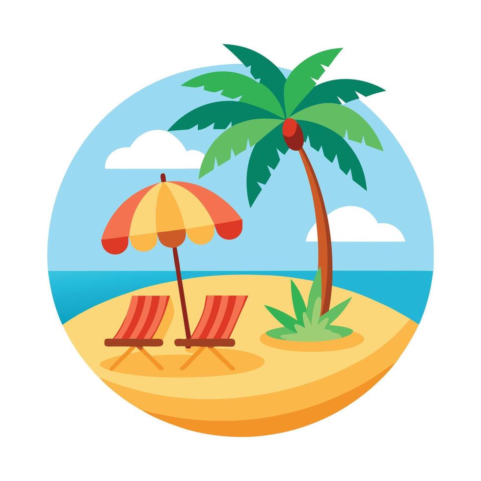 Tropical Summer Vacation Essentials - Relaxing Beach and Travel Illustration vector