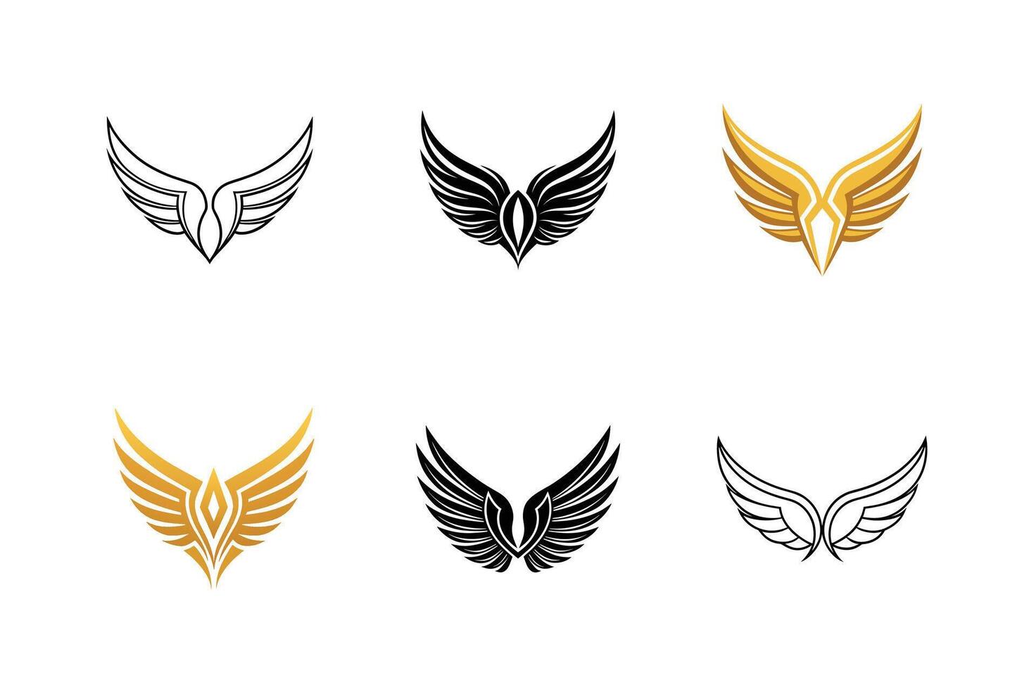 Wings Set - Elegant Angel and Bird Illustration for Luxury, Fantasy, and Celestial Designs vector