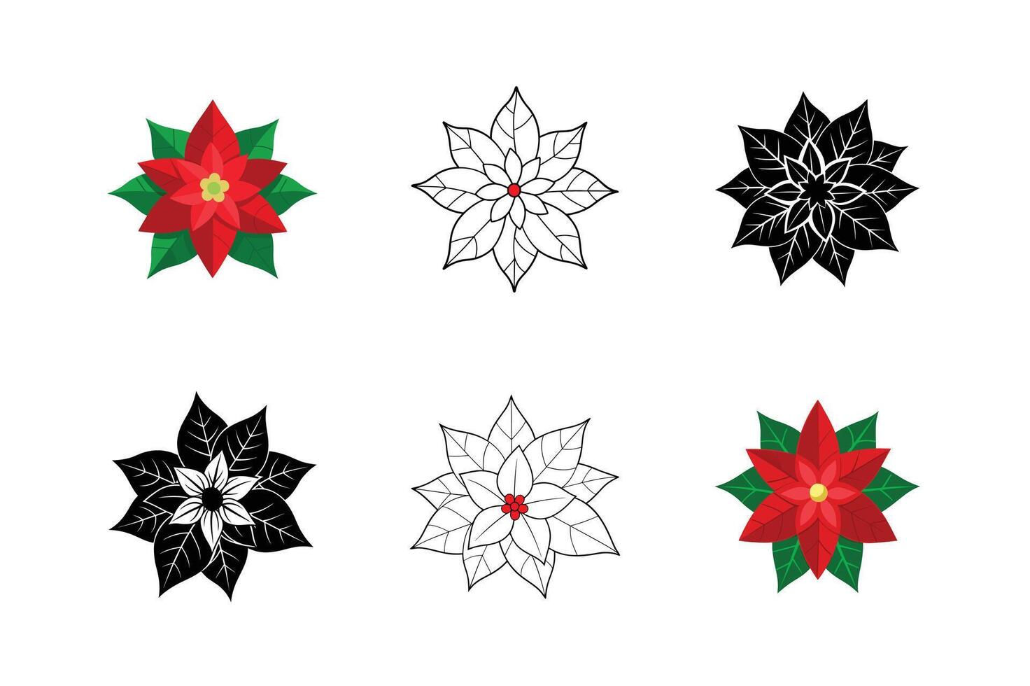 Christmas Holly Leaves with Red Berries set - Holiday, Festive, Winter Decoration vector