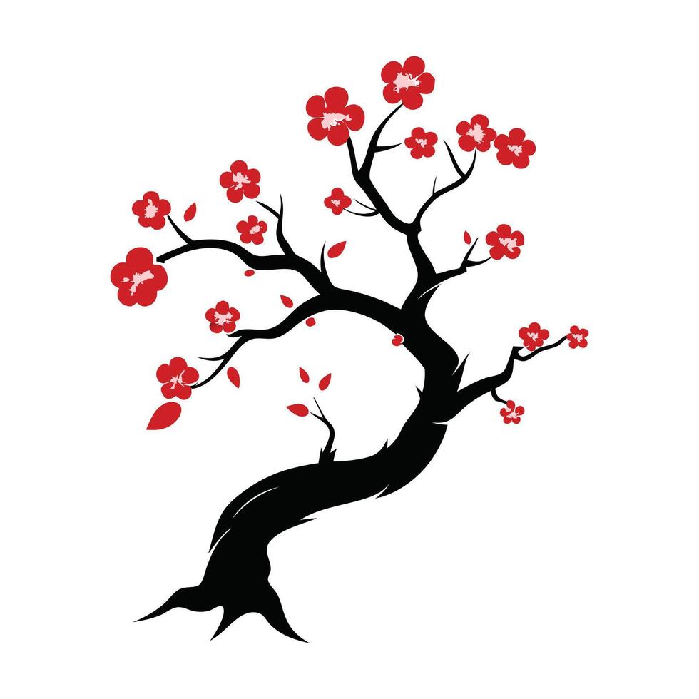 Cherry Blossom Tree Branch - Elegant Nature and Floral Design for Spring Art vector