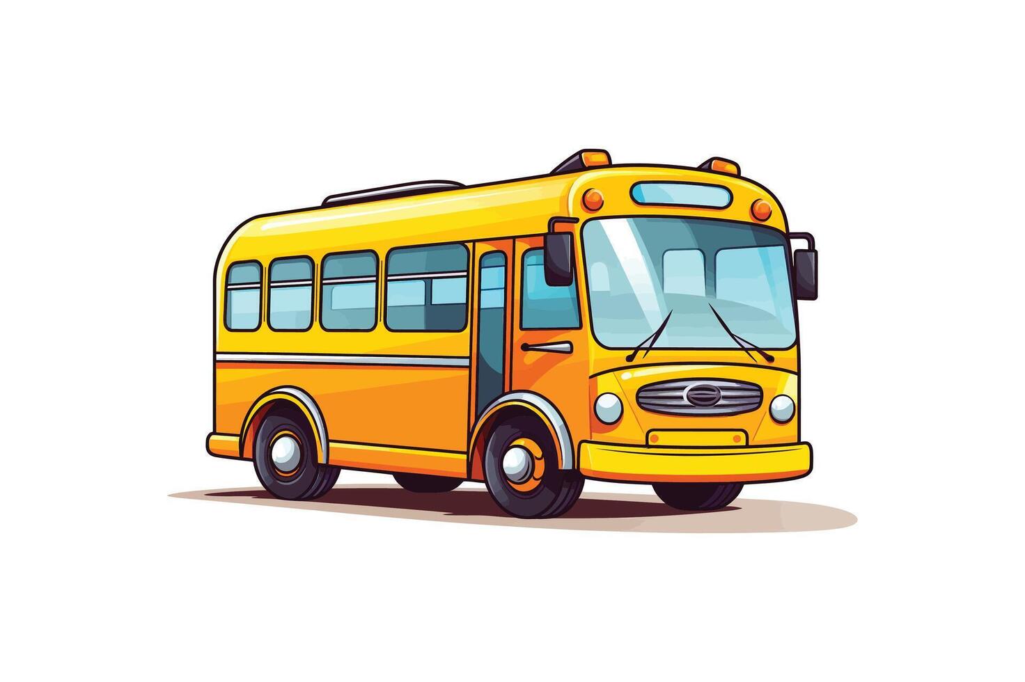 Yellow School Bus Cartoon - Icon Illustration for Kids, Travel, and Education Design vector