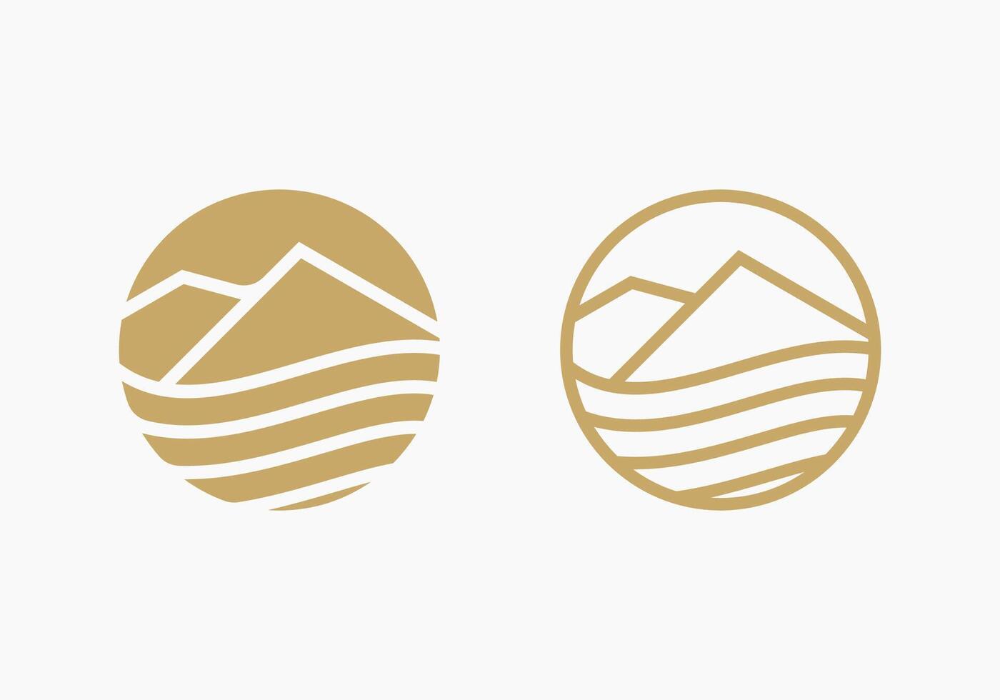 Logo line art mountain scenery minimalist illustration design, adventure mountain symbol design. vector