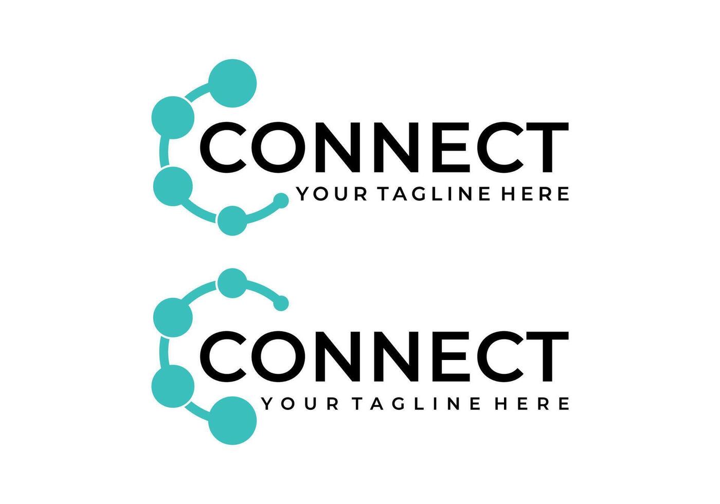 Letter C with Connected Circle Points as Network Logo icon illustration vector