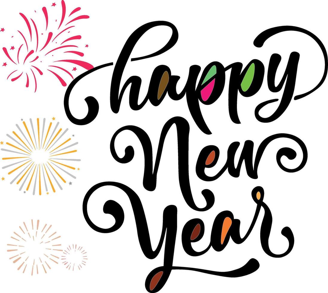 Happy New Year Numbers with Artistic Flair vector