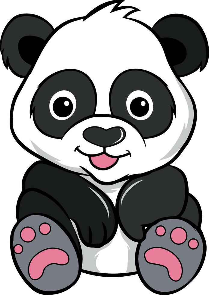 Panda bear silhouette Logo design template. Funny Lazy Logo Panda animal Logotype concept icon. vector