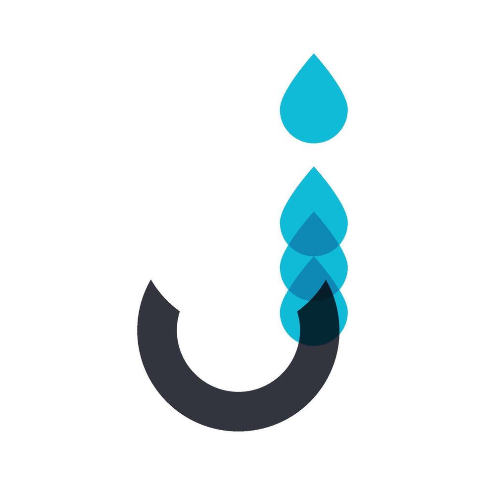 Letter J Alphabet Water Drop Modern Style vector
