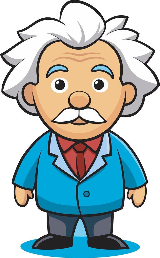 albert einstein cartoon illustration vector
